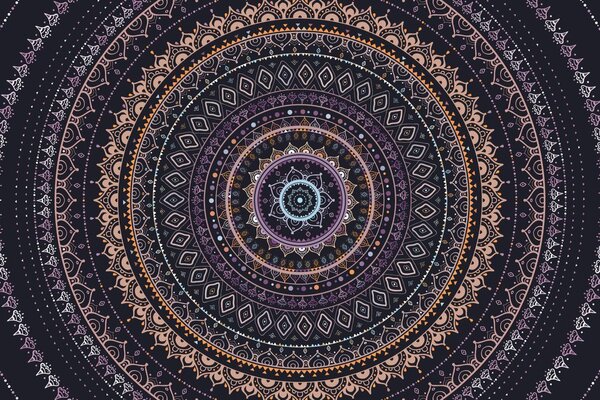 Tapet Mandala cu model de soare în nuanțe mov