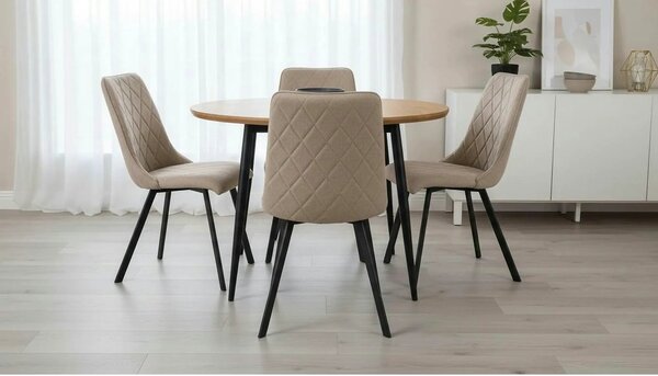 Scaun K561, bej/negru, stofa clasica/metal, 44x58x85 cm