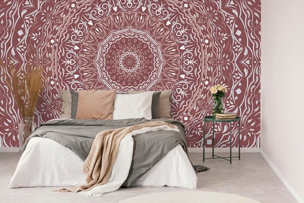 Tapet Mandala în stil vintage în nuanță de roz