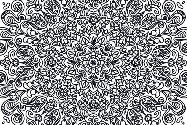 Tapet ornament cu motiv floral în alb-negru