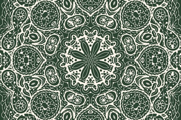 Tapet Mandala albă pe un fundal verde