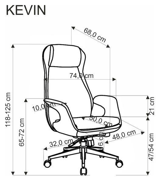 Scaun birou KEVIN, gri deschis, stofa clasica/metal, 74x68x118/125 cm