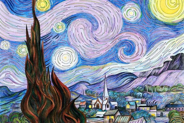 Tapet Noapte înstelată - Vincent van Gogh