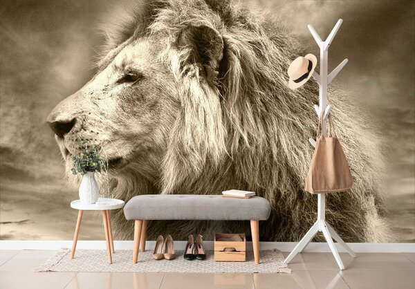 Tapet leul african în design sepia