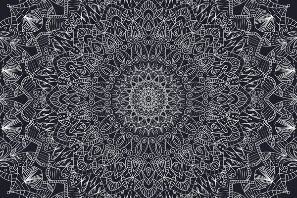 Tapet Mandale decorativă detaliată în alb-negru