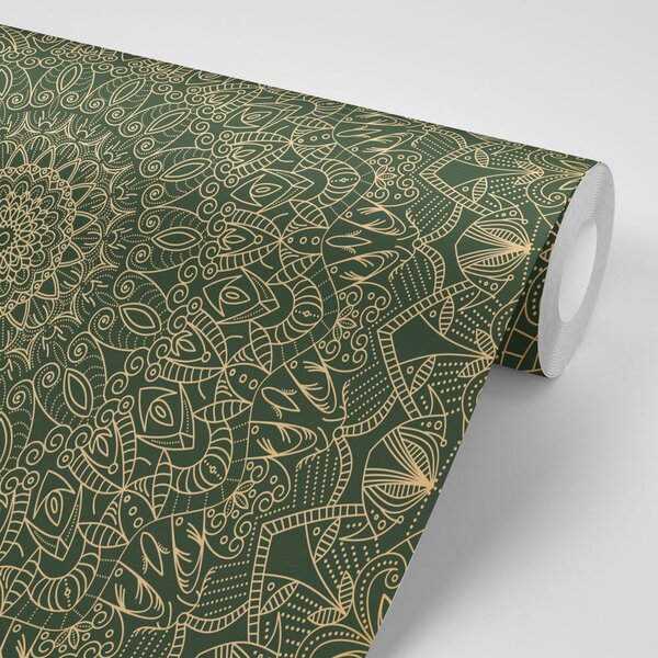 Tapet Mandala decorativă detaliată în culoare verde