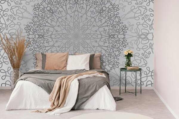Tapet ornament circular gri