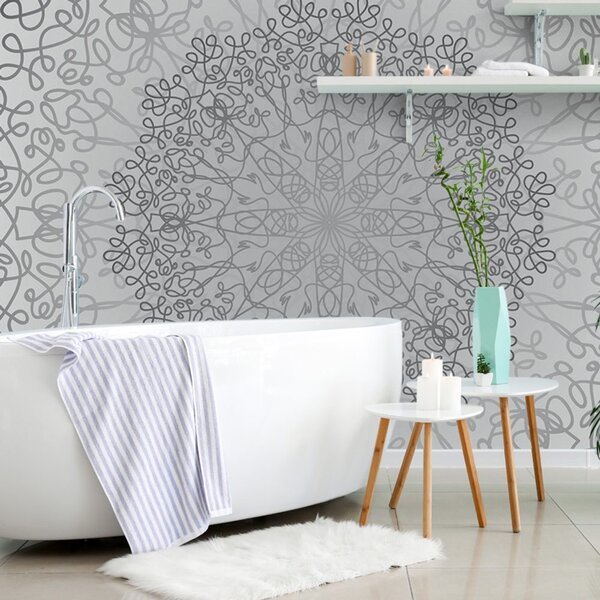 Tapet ornament circular gri