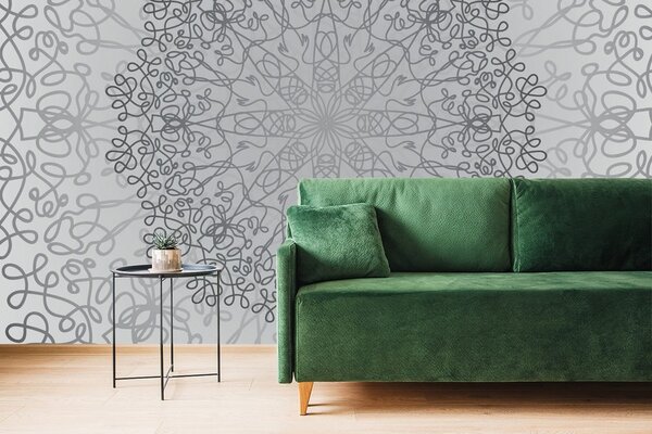Tapet ornament circular gri