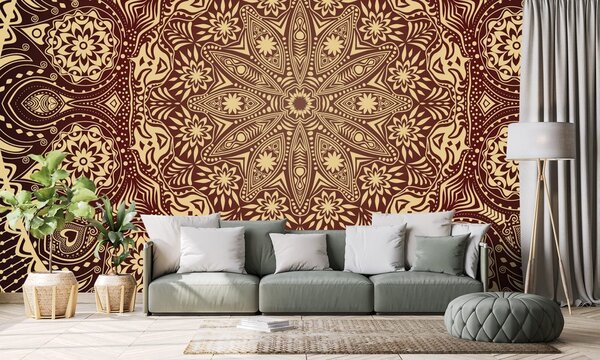 Tapet Mandala decorativă cu dantelă în vișiniu
