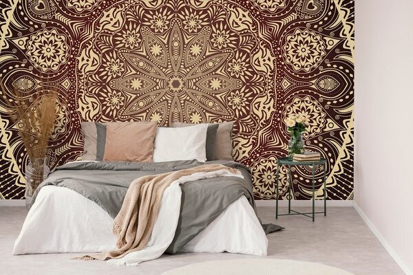 Tapet Mandala decorativă cu dantelă în vișiniu