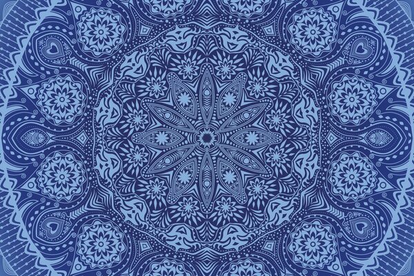 Tapet Mandala ornamentală cu dantelă în albastru
