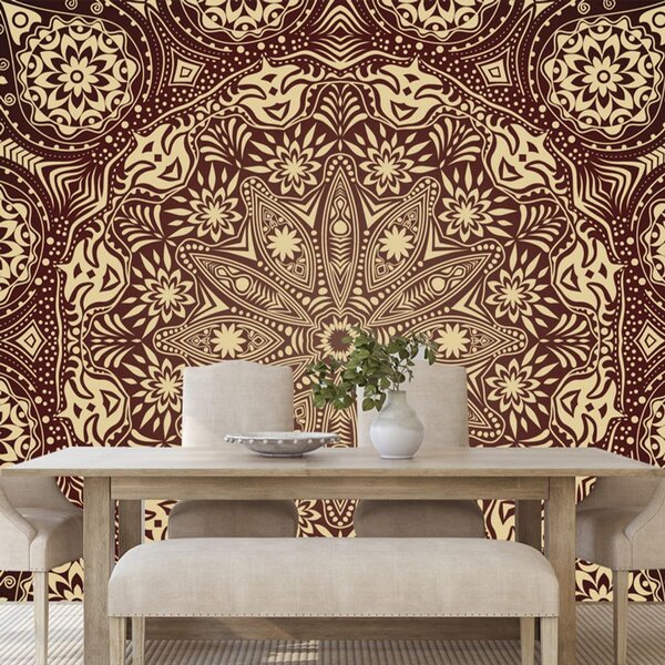 Tapet Mandala decorativă cu dantelă în vișiniu
