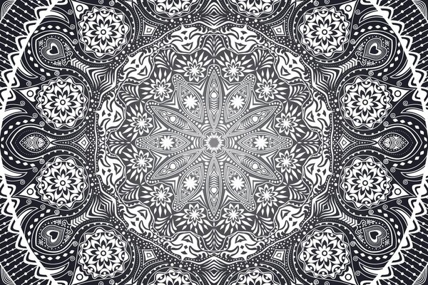 Tapet Mandala ornamentală cu dantelă în alb-negru