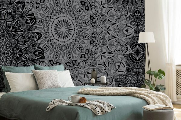 Tapet Mandale elegantă în design alb-negru