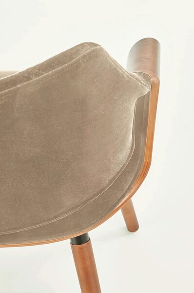 Scaun tapitat K396, bej/nuc, stofa catifelata/placaj, 56x55x77 cm