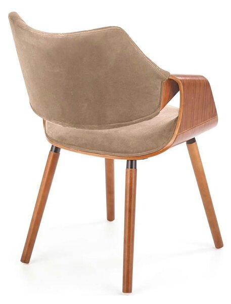 Scaun tapitat K396, bej/nuc, stofa catifelata/placaj, 56x55x77 cm