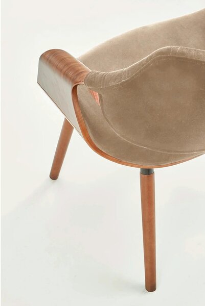 Scaun tapitat K396, bej/nuc, stofa catifelata/placaj, 56x55x77 cm