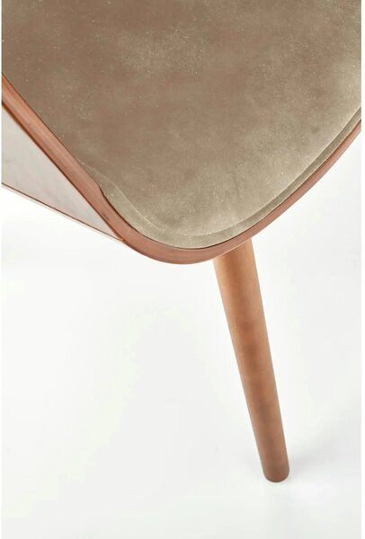 Scaun tapitat K396, bej/nuc, stofa catifelata/placaj, 56x55x77 cm
