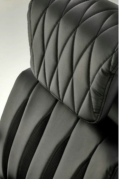 Scaun birou ROMANO, negru, piele ecologica/metal, 65x72x113/121 cm