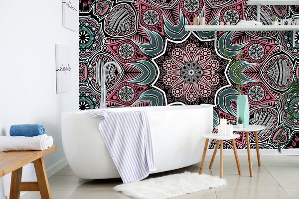 Tapet Mandala indiană cu model floral