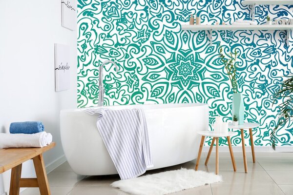 Tapet Mandala albastru-verde