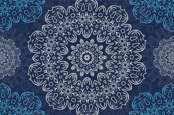 Tapet Mandala albastră cu model abstract