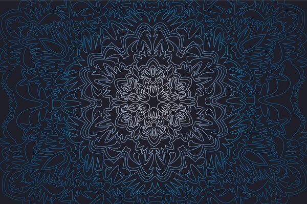 Tapet Mandala ornamentală pe fundal negru