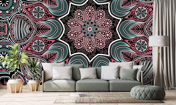 Tapet Mandala indiană cu model floral