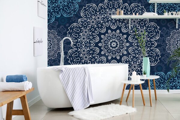 Tapet Mandala albastră cu model abstract
