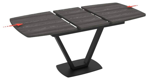 Masa extensibila NIKA, negru, ceramica/metal, 125/165x80x75 cm