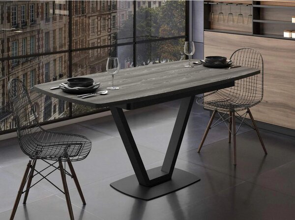 Masa extensibila NIKA, negru, ceramica/metal, 125/165x80x75 cm