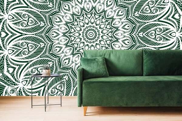 Tapet Mandala de armonie pe fundal verde