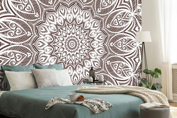 Tapet Mandala de armonie pe fundal maro