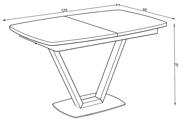 Masa extensibila NIKA, negru, ceramica/metal, 125/165x80x75 cm