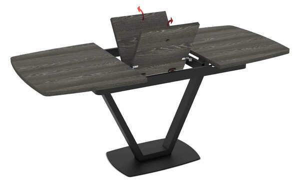 Masa extensibila NIKA, negru, ceramica/metal, 125/165x80x75 cm