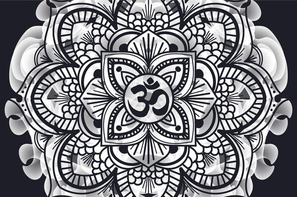 Tapet Mandala sănătății în design alb-negru