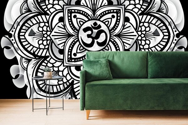 Tapet Mandala sănătății în design alb-negru