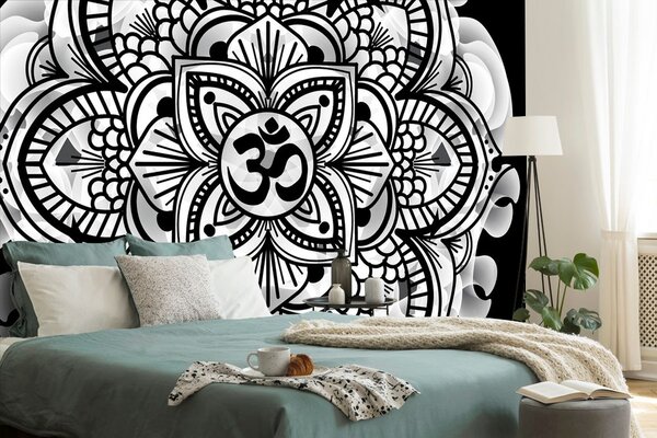 Tapet Mandala sănătății în design alb-negru