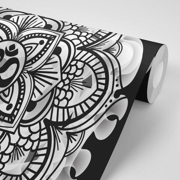 Tapet Mandala sănătății în design alb-negru