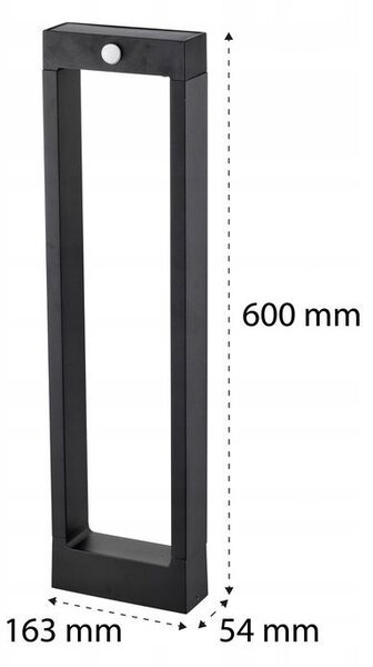 Stalp de iluminat dreptunghiular, lumina alb neutra, 80 lm, IP54, baterie 600 mAh