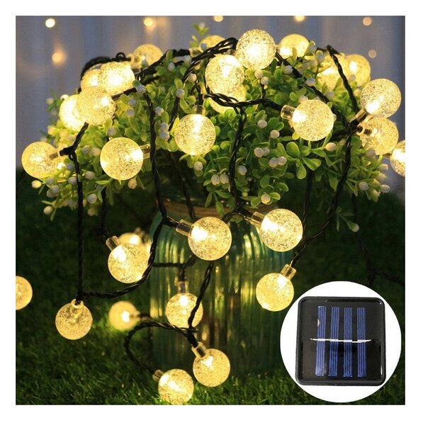 Ghirlanda solara, 40 LED-uri, baterie 2V 0.14W, 3000K, putere 2.88W, 100 lm, lungime 785 cm