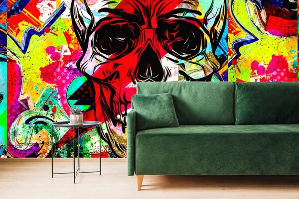 Tapet craniu în design graffiti