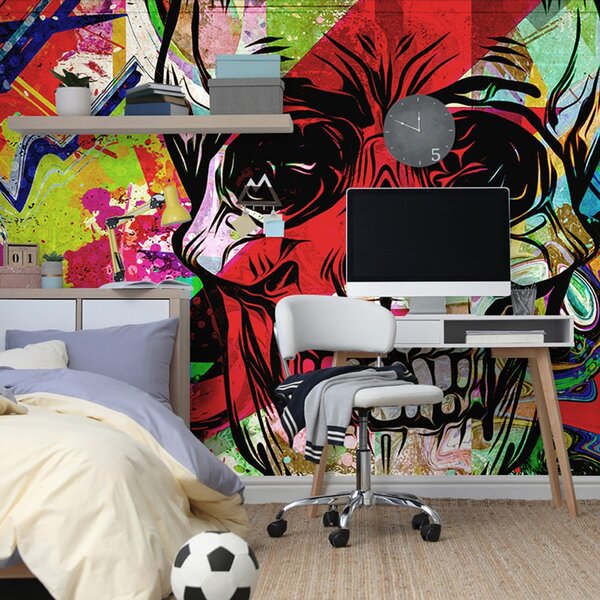 Tapet craniu în design graffiti