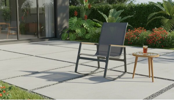 Scaun de gradina ZLATAN, gri inchis, plasa/polipropilena/metal, 62x86x
