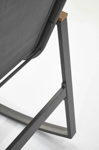 Scaun de gradina ZLATAN, gri inchis, plasa/polipropilena/metal, 62x86x