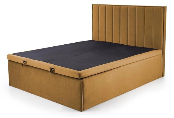 Pat ASENTO 160x200, stofa catifelata galben mustar - Element 8, cu sup