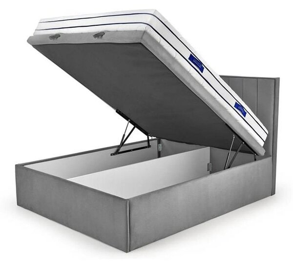 Pat ASENTO 160x200, stofa catifelata galben mustar - Element 8, cu sup