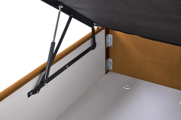 Pat ASENTO 160x200, stofa catifelata galben mustar - Element 8, cu sup