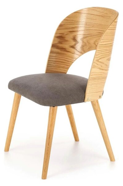 Scaun CADIZ, stejar/gri, stofa/placaj/lemn, 52x58x83 cm